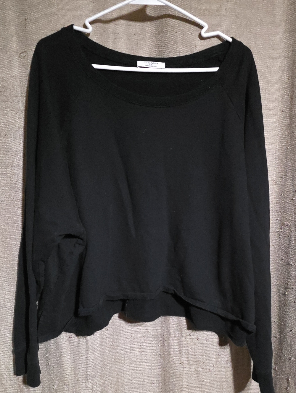 Zenana SZ 3X Black Long Sleeve Crop Top Sweatshirt/Sweater 100% Cotton